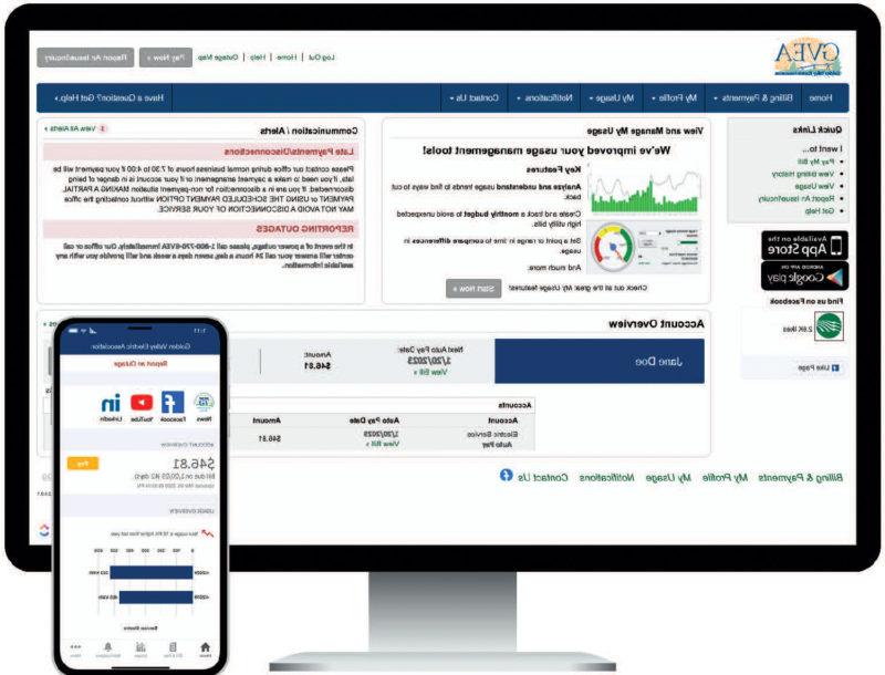 Graphic of new MyGVEA member management system on both a computer monitor and a mobile device